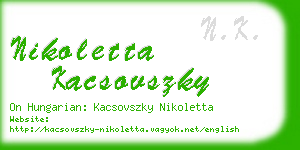 nikoletta kacsovszky business card